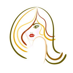 Beautiful woman girl icon logo vector