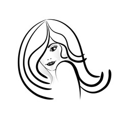 Beautiful woman girl icon logo vector