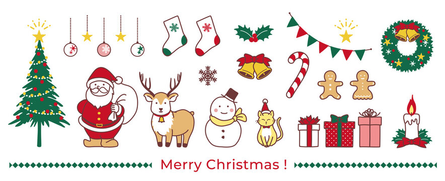 Collection of simple and cute Christmas illustrations