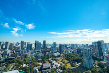  【東京タワーより】東京都内、都市景観/増上寺、浜松町方面