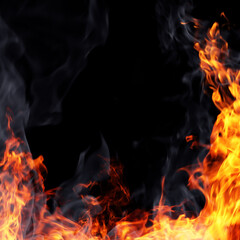 Flames isolated on white background