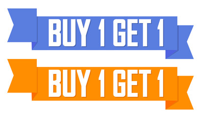 Buy 1 Get 1 Free, Set Sale banners design template, discount tags collection, great offer, vector illustration