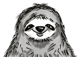 hand drawn cute happy sloth smiling isolated on white © Мария Шаламова
