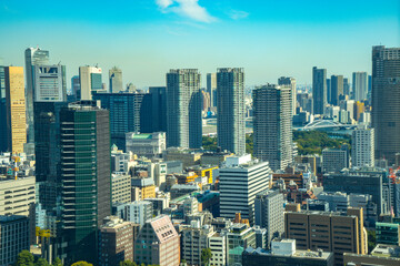 Naklejka premium 【東京タワーより】東京都内、都市景観/品川、高輪方面