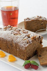 Walnut bread and tea for christmas season