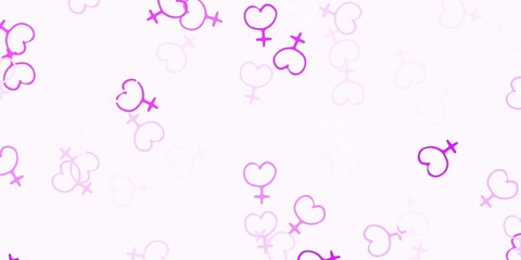 Light Purple vector background with woman symbols.