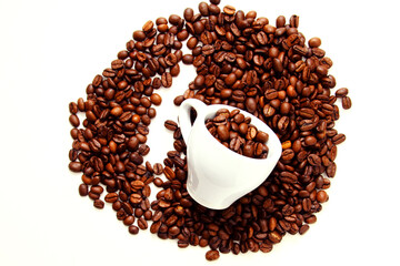Coffee beans on white background