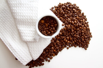 Coffee beans on white background