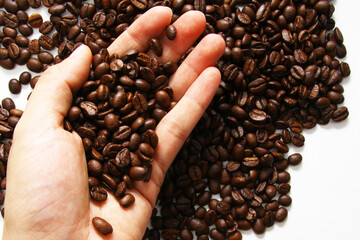 Coffee beans on white background