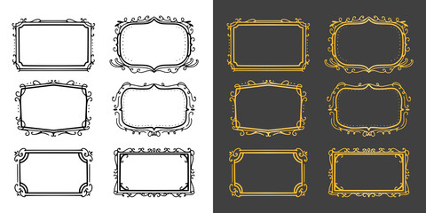 Gold vintage ornament frame luxury collection set