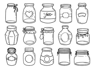 Set of glass jar illustration drawing vector doodle