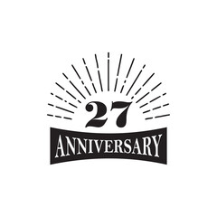 27th year anniversary logo design template