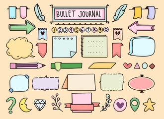bullet journal and planner notes banner doodle vector setbullet journal and planner notes banner doodle vector set