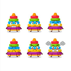 Pyramid block toys cartoon character with various angry expressions