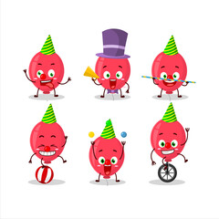 Cartoon character of red balloon with various circus shows