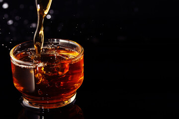 Caffeine drink on black background