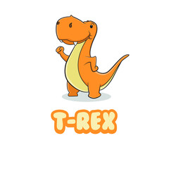 Cute cartoon mascot T rex Dinosaur logo vector concept. Dino icon clip art
