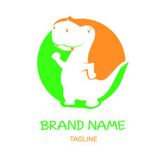 Cute simple flat T rex Dinosaur logo vector concept. Dino icon clip art