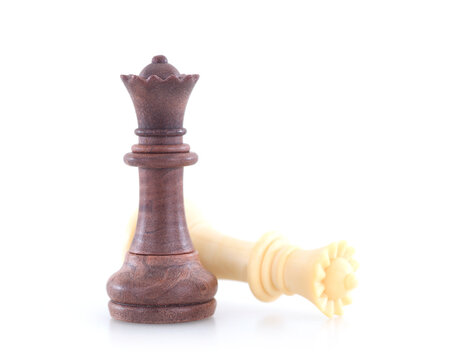 Chess queen pawn on white background