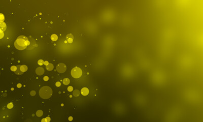 Golden abstract particles floating background.