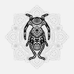 Vector illustration of a Insect mandala for coloring book. Insect Mandala for Silhouette Cameo and Cricut.