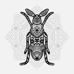 Fototapeta na wymiar Vector illustration of a Insect mandala for coloring book. Insect Mandala for Silhouette Cameo and Cricut.