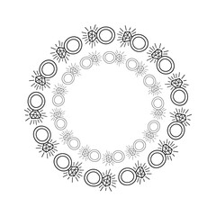Round frame made of diamond ring. Vector illustration.