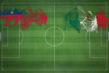 Samoa vs Mexico Soccer Match, national colors, national flags, soccer field, football game, Copy...