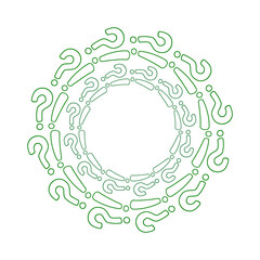 Round frame made of question marks and exclamation marks. Vector illustration.