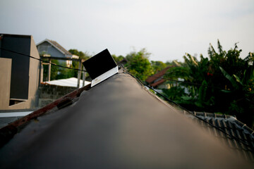 laptop on the rooftop
