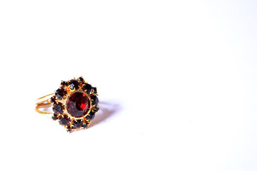 ring made of czech garnets