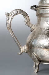 antique silver pot detail