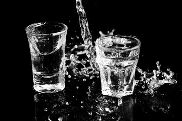 Water in transparent glass