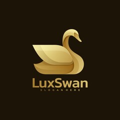 Vector Logo Illustration Luxury Swans Gradient Colorful Style.