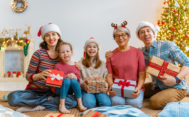 family celebrating Christmas