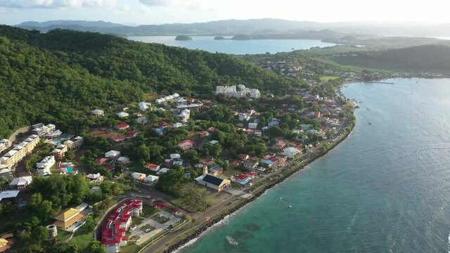 Tartane sunset aerial view over the town Martinique beautiful exotic destination tropical climate