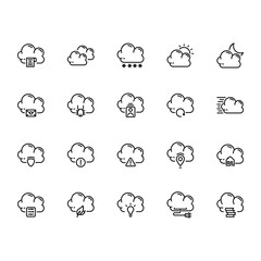 Fototapeta premium cloud, server, network, database, weather and storage icon set design. perfect for logo, presentation, book, application, background and more product. icon set design line style
