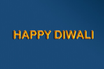 Foil Balloon letter type composition of Happy Diwali Font. 3D Rendering