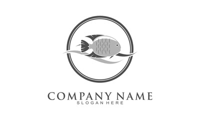 Fish in the water illustration vector logo