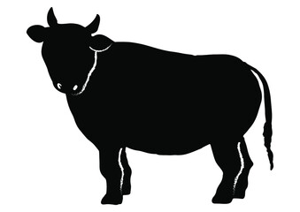 黒い牛、年賀素材、和風