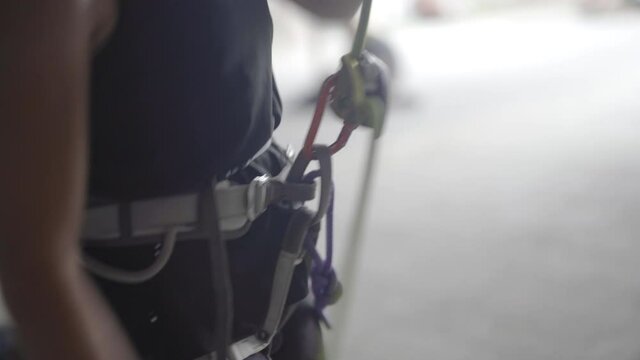 Double check safety protocol of rock climbing gear