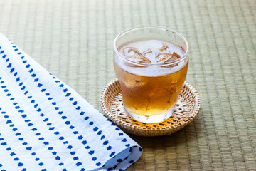 麦茶と手拭い