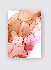 Alcohol ink vector texture banner. Fluid ink abstract background.