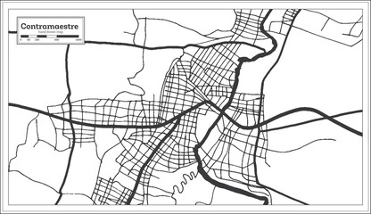 Contramaestre Cuba City Map in Black and White Color in Retro Style. Outline Map.