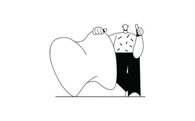 A man are engaged in the protection and care of their teeth.