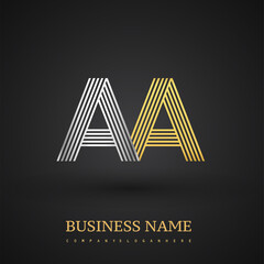 Letter AA logo design. Elegant gold and silver colored, symbol for your business name or company identity.