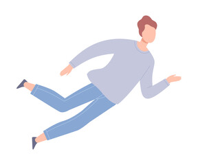 Free Hovering Man Flying and Dreaming Vector Illustration