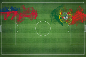 Samoa vs Portugal Soccer Match, national colors, national flags, soccer field, football game, Copy...