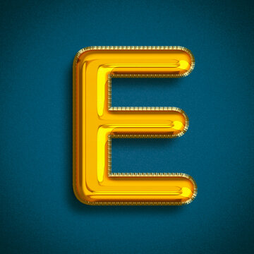 Foil Balloons Gold ABC, Golden Balloons A letter alphabeth. Gold type Balloons for Text, Letter, new year, holiday, birthday, celebration. 3D Rendering