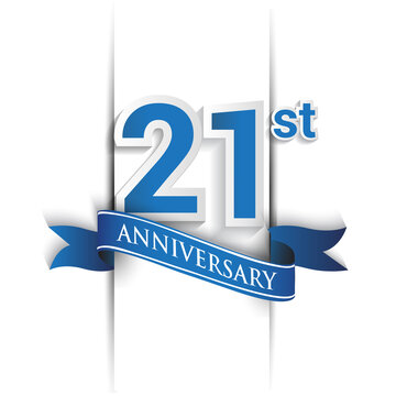 21st years anniversary logo, blue colored vector design on white background. template for Poster or brochure and invitation card.